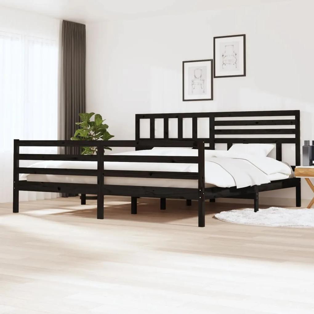 3101107 vidaXL Estrutura de cama super king 180x200 cm madeira maciça preto