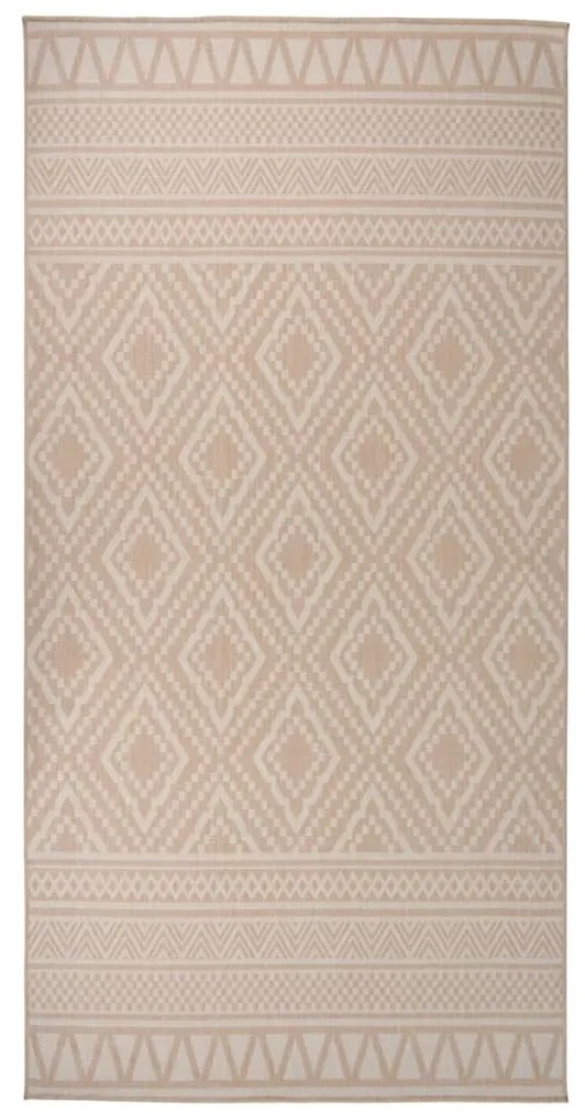 Tapete de tecido plano p/ exterior 100x200 cm riscas castanhas