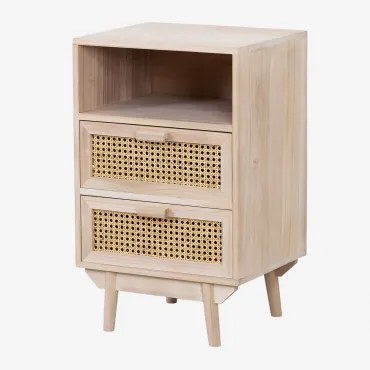 Mesa De Cabeceira 40x40 Cm Com Arrumação Em Madeira Ralik Madeira Natural Clara - Sklum