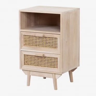 Mesa De Cabeceira De Madeira Ralik Com Armazenamento Madeira Natural - Sklum