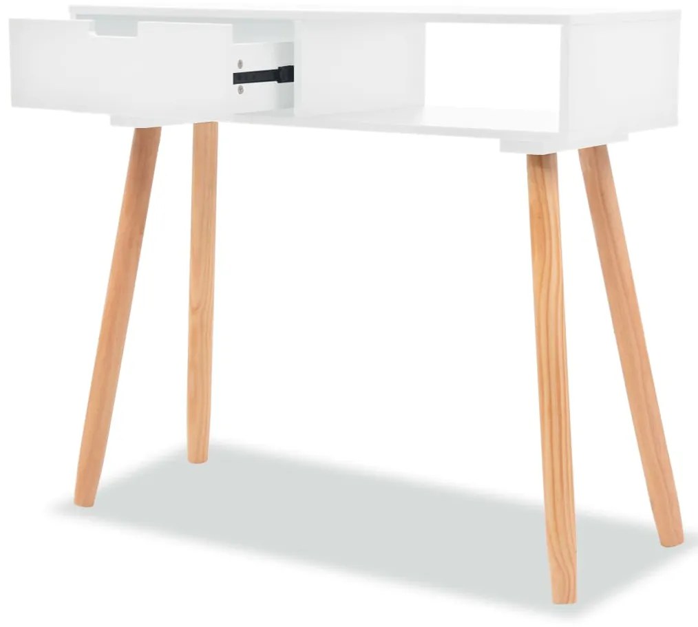 Mesa consola de pinho maciço 80x30x72 cm branco