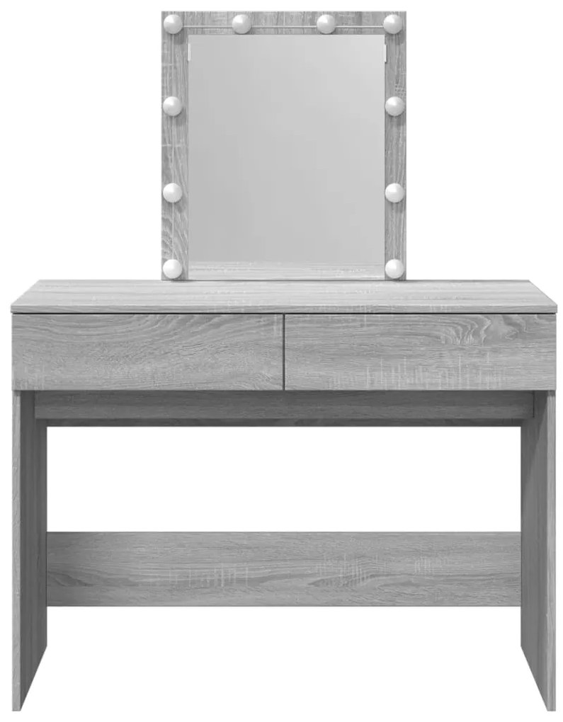 Toucador com LEDs 100x40x130 cm sonoma cinza