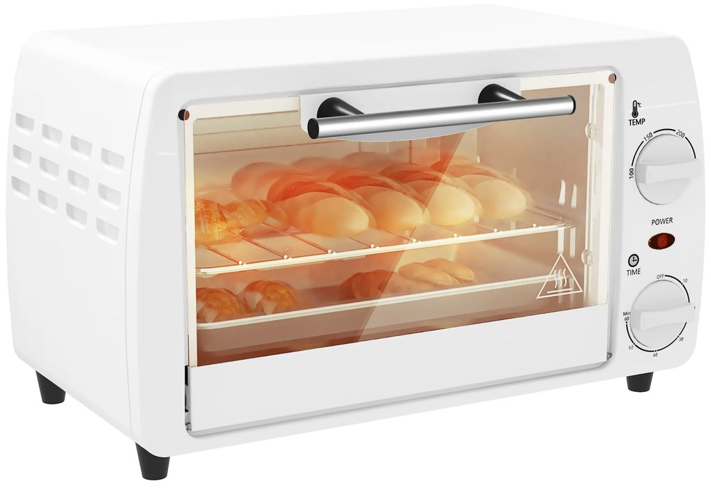 HOMCOM Mini Forno Elétrico 10 Litros 750W com Temperatura até 230 °C T