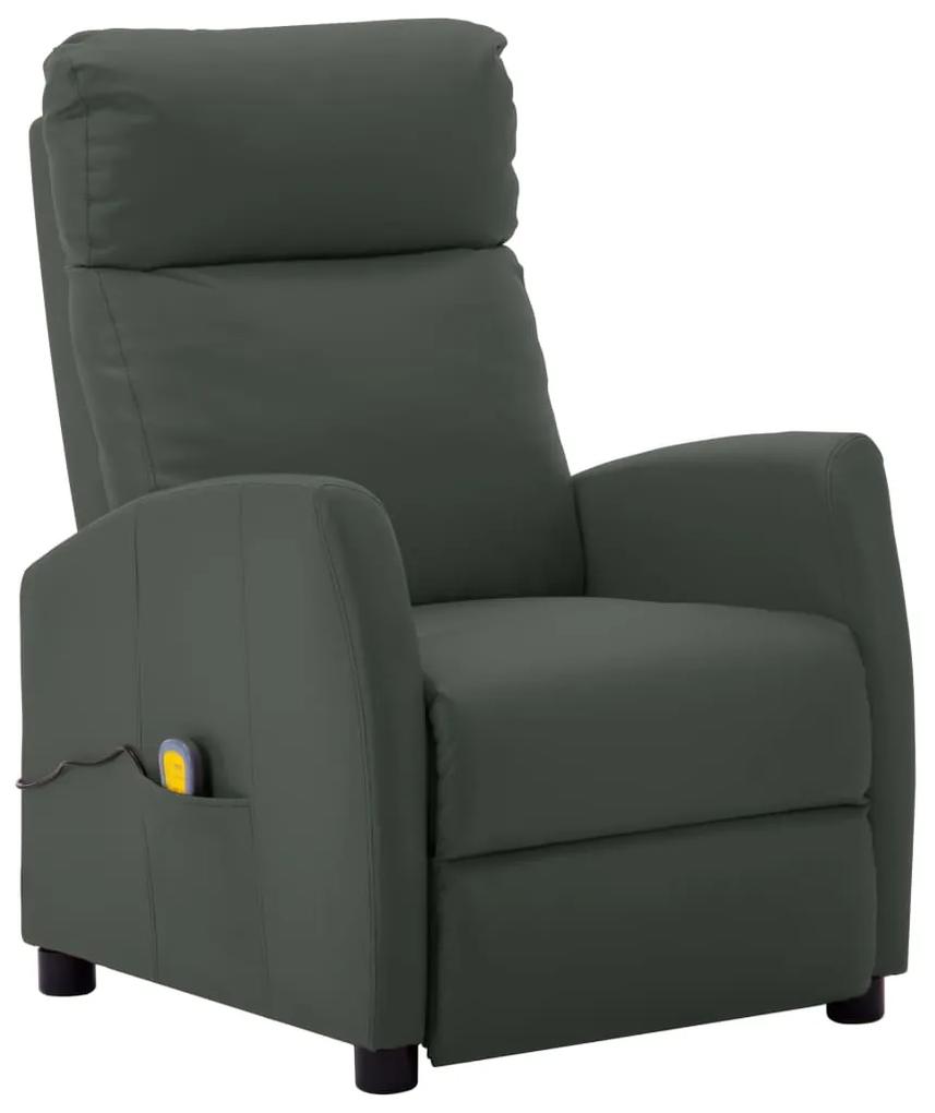 289726 vidaXL Cadeira de massagens couro artificial cinzento