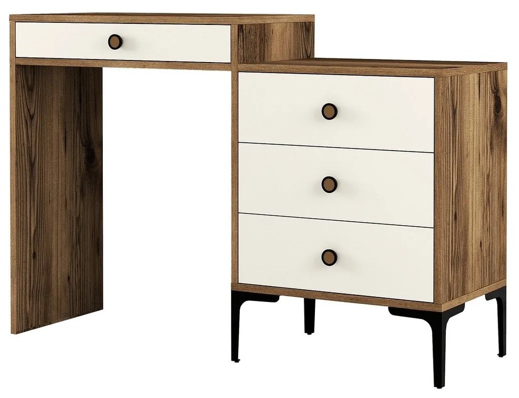 Mesa de Maquilhagem Lizbon500 – Nogueira e Creme – 124x84,7x40 cm