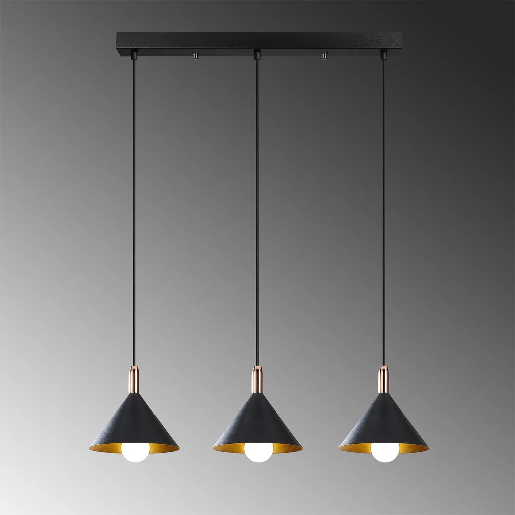 Chandelier Berceste – Preto – 37 cm Diâmetro, 122 cm Altura