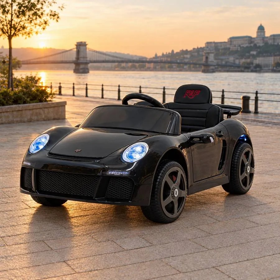 Carro elétrico para Crianças RUF CTR3 12V Rodas Espuma EVA, Assento couro ecológico Preto