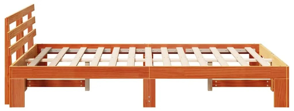 Estrutura de Cama de Madeira de Pinho Castanho Encerado