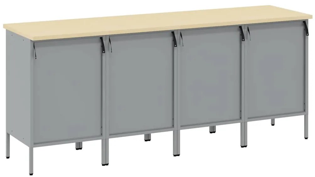 Conjunto de Mobiliário de Trabalho de 4 Peças em Preto e Cinza de Made