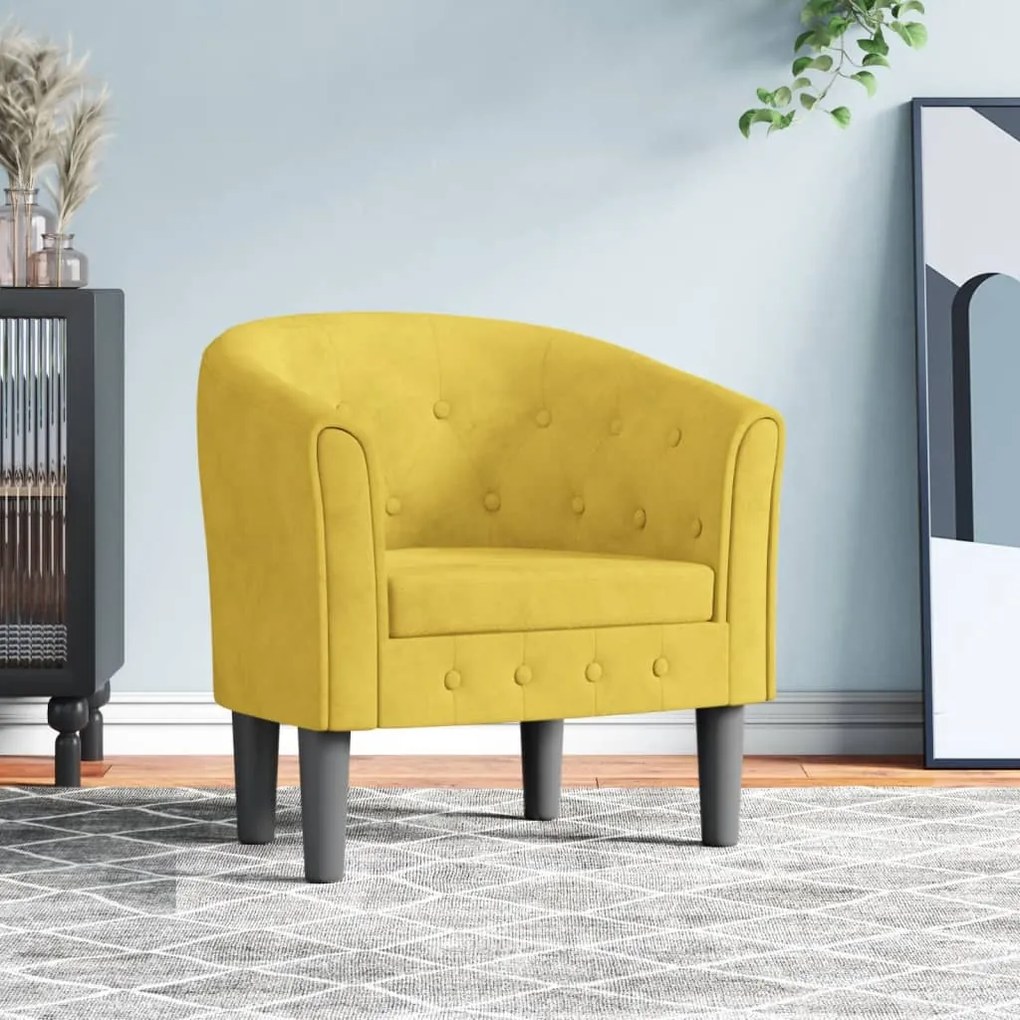 vidaXL Poltrona veludo amarelo