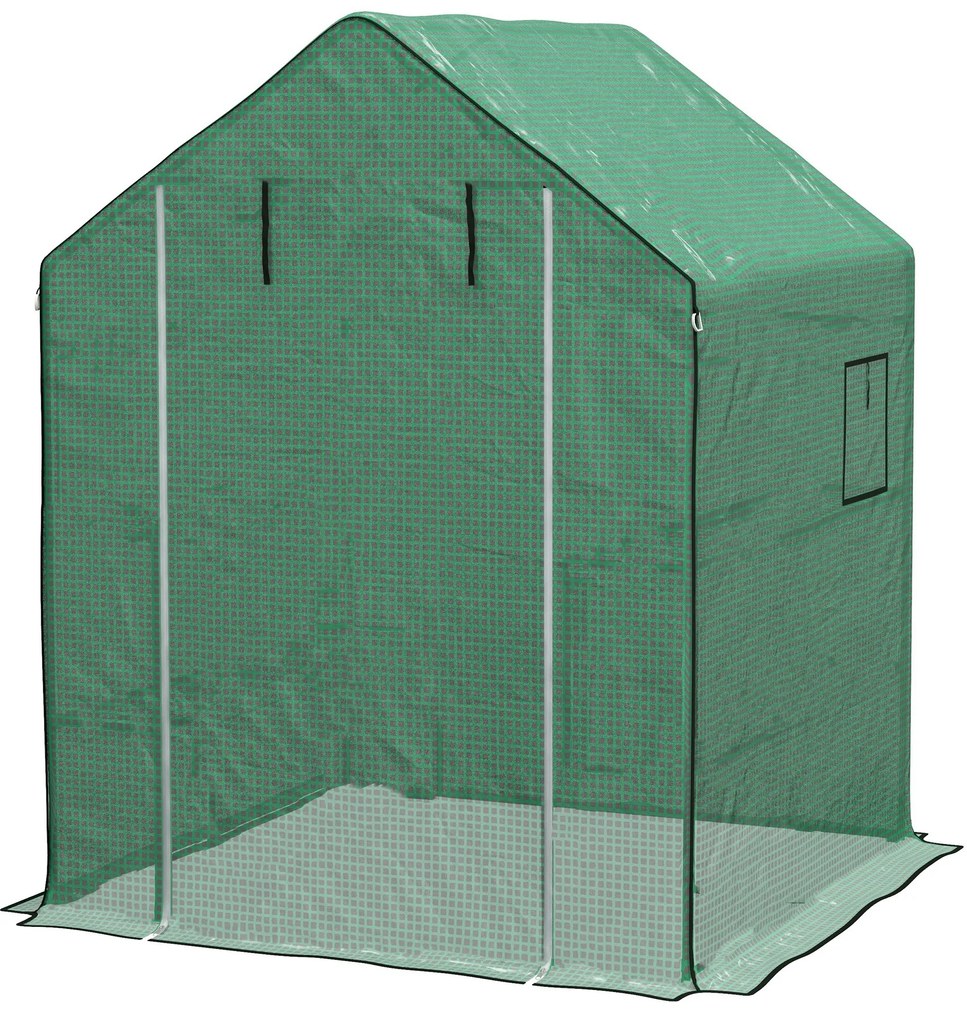 Outsunny Cobertura de Substituição para Estufa 140x143x190 cm com Janela, Porta com Fecho Éclair, Proteção Anti-UV para Plantas, Verde