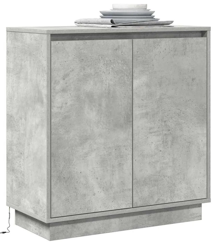 Buffet vidaXL com LED Cinza Concreto 71x34,5x75 cm de madeira engenhei