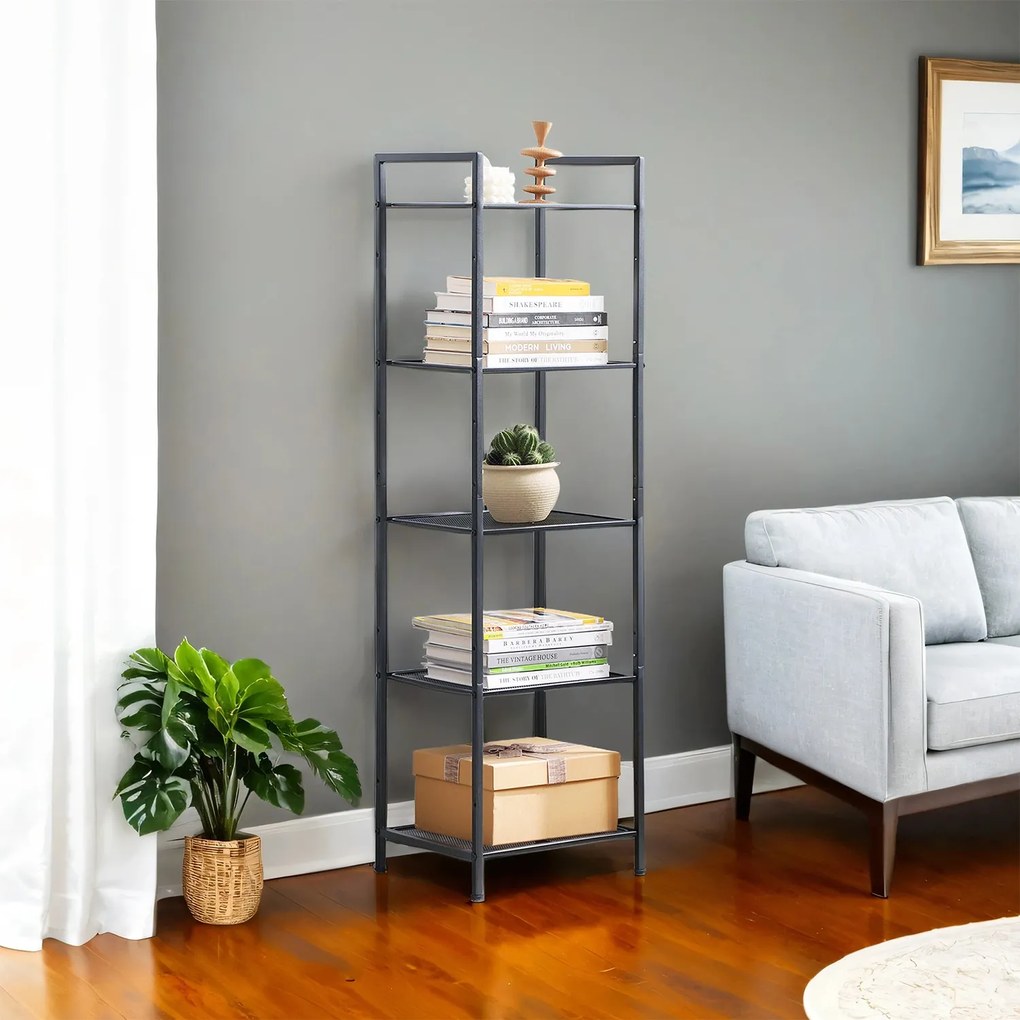 Estante de metal com 5 prateleiras 38 x 30 x 128 cm (C x L x A) preto