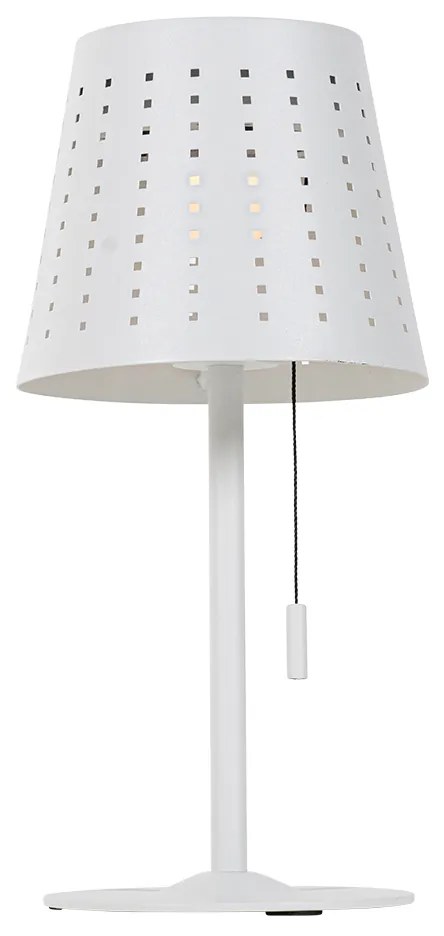 Candeeiro de mesa exterior branco com LED recarregável e solar com 3 níveis de luminosidade - Ferre Design
