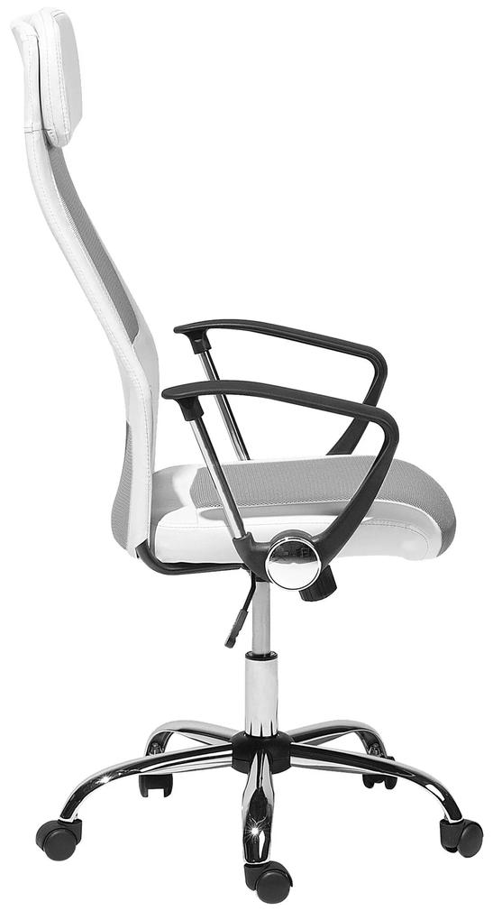 Cadeira de escritório em pele sintética branca e cinzenta PIONEER Beliani