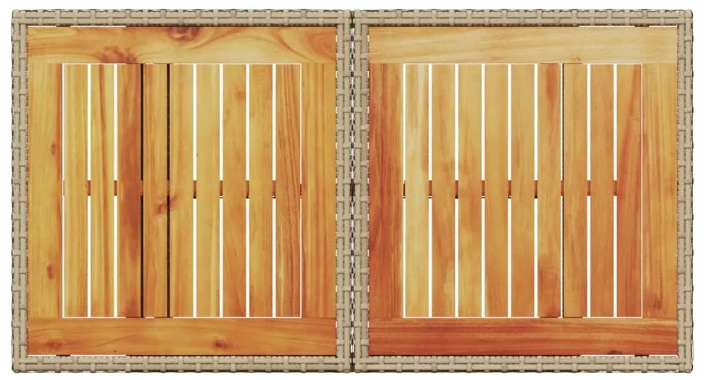 Mesa de jardim 100x55x73 cm vime PE e madeira de acácia bege