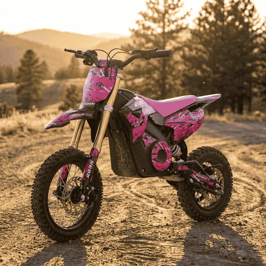 Mini moto elétrica para crianças MINICROSS 1100W Roan 903 motor eléctrico Brush 12/10" Rosa