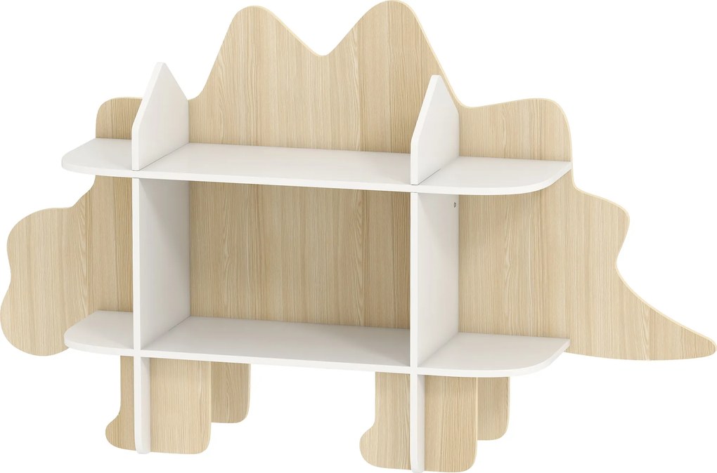 Estante infantil para arrumação de brinquedos e livros, com 6 compartimentos, 120 x 28 x 72,2 cm, em madeira natural