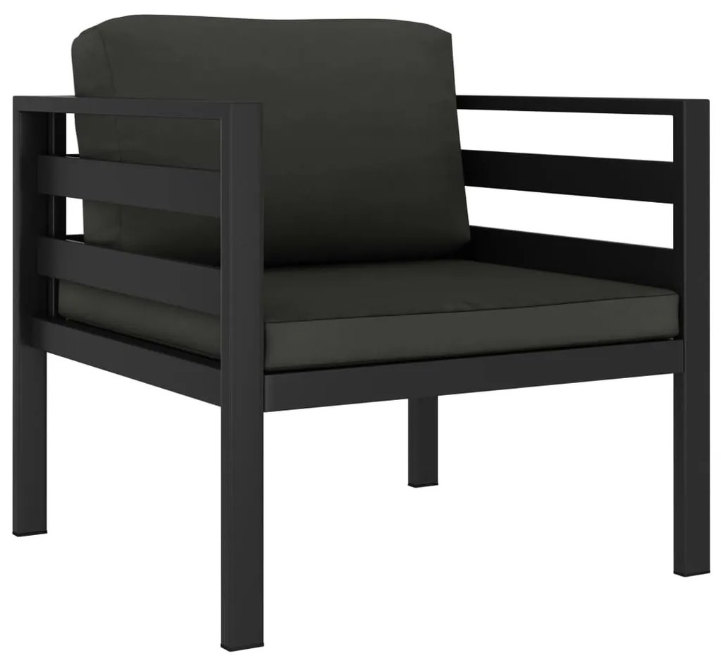 6 pcs conjunto lounge jardim com almofadões alumínio antracite
