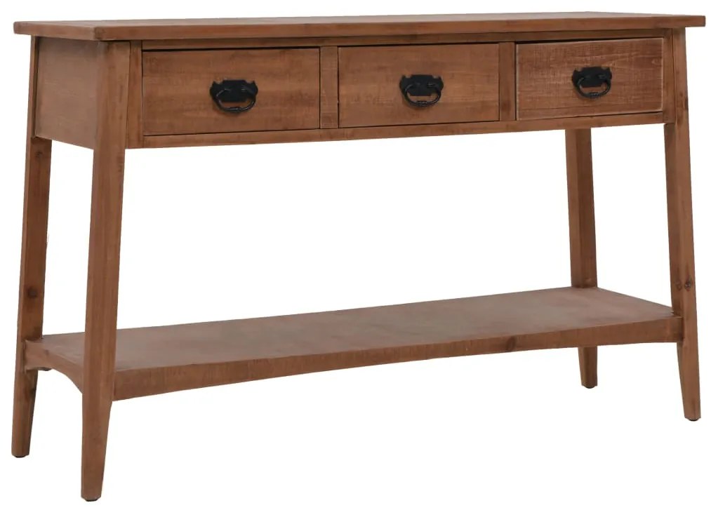 vidaXL Mesa consola madeira de abeto maciça 126x40x77,5 cm castanho