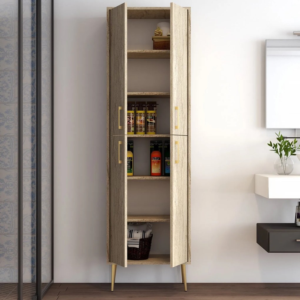 Armário Multiusos Berlin A – Travertino – 60 cm x 200 cm x 35 cm