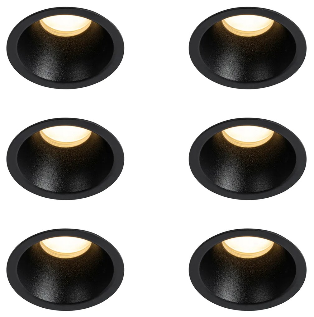 Conjunto de 6 Focos Embutidos Pretos GU10 35mm IP44 - Dept