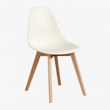 Pack De 4 Cadeiras De Jantar Em Polipropileno E Madeira De Faia Scand Nordic Beige Creme - Sklum