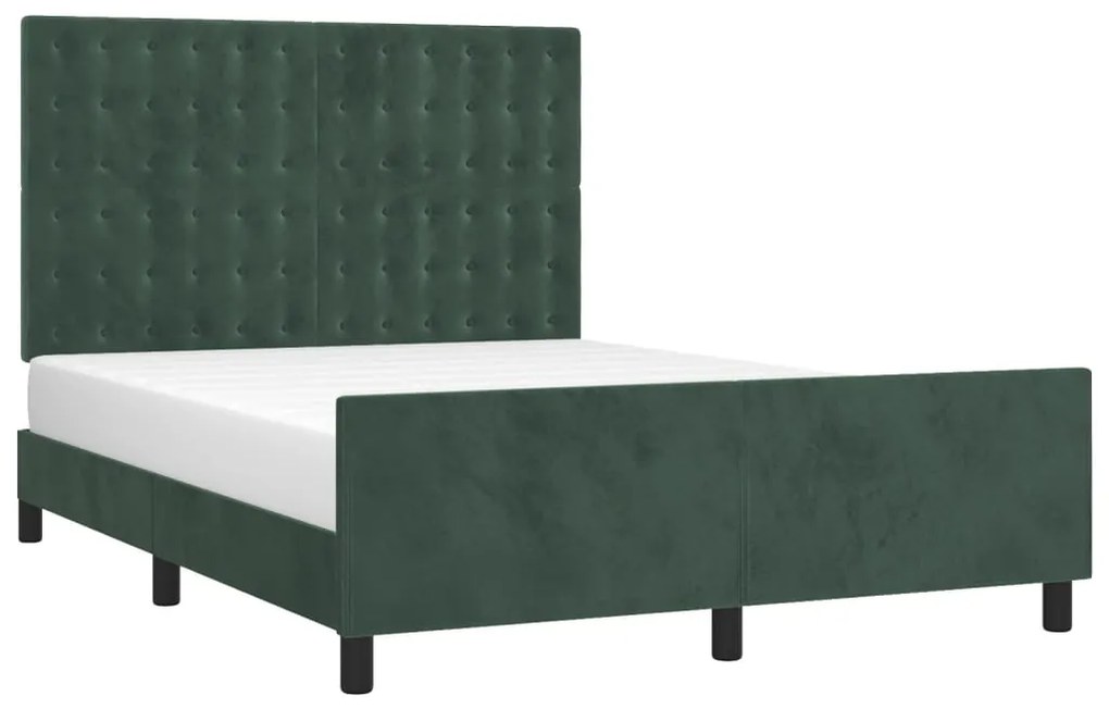 Estrutura de cama sem colchão 140x190 cm veludo verde-escuro