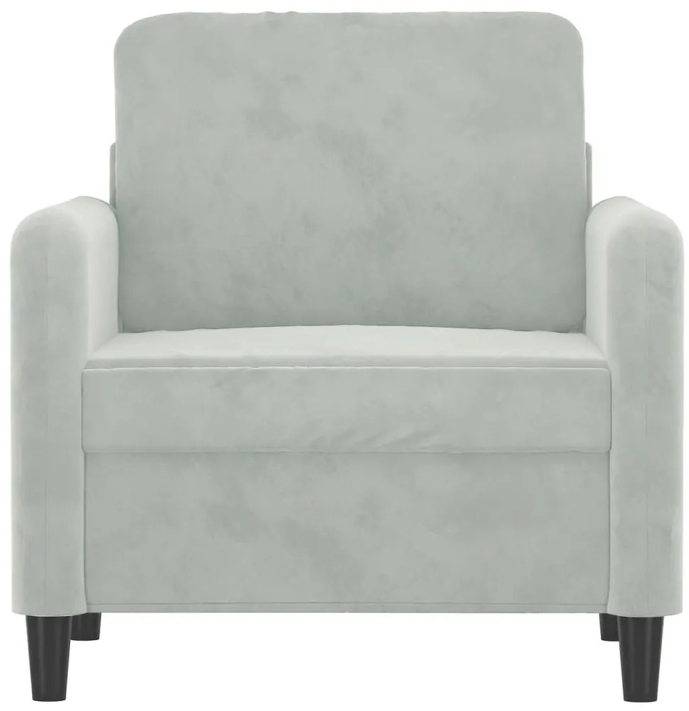 Poltrona 60 cm veludo cinzento-claro