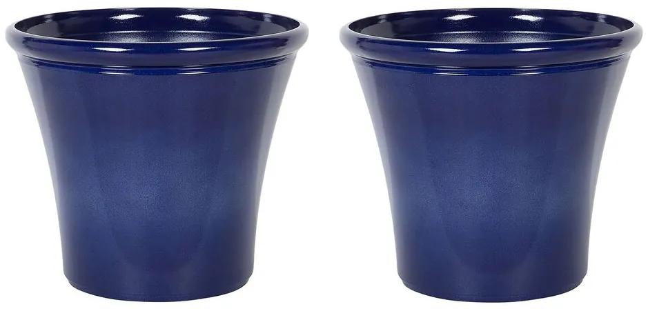 Conjunto de 2 vasos para plantas em fibra de argila azul marinho 46 x 46 x 40 cm KOKKINO Beliani