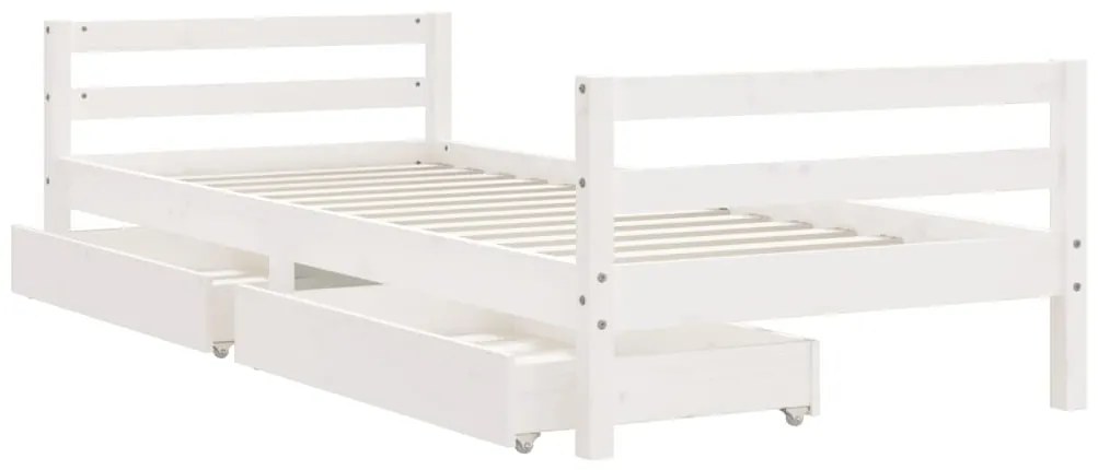 Estrutura cama infantil c/ gavetas 90x200cm pinho maciço branco