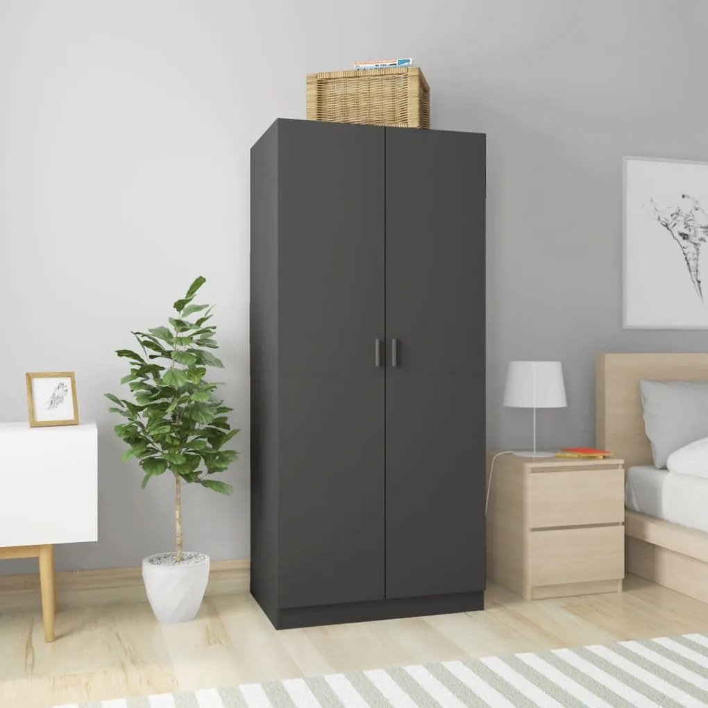 vidaXL Roupeiro 80x52x180 cm contraplacado cinzento