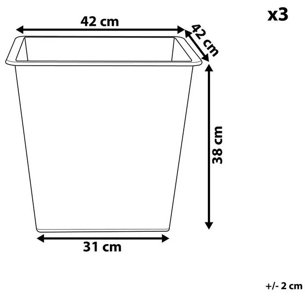 Conjunto de 3 vasos internos pretos 42 x 42 x 38 cm BALZO Beliani