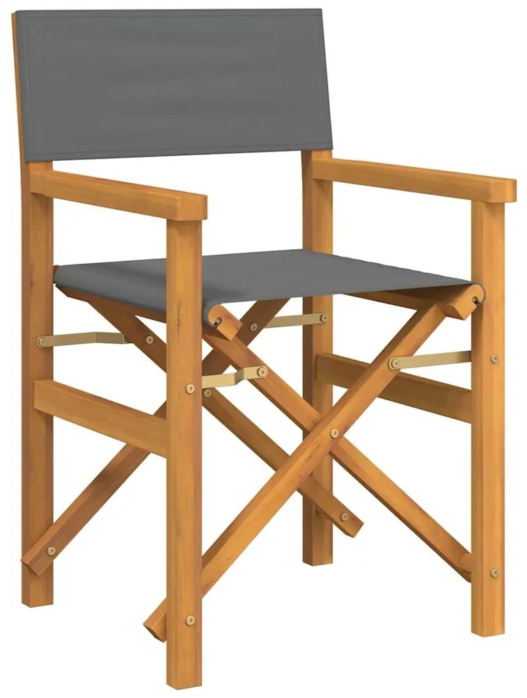 Cadeiras de realizador dobráveis 2 pcs teca maciça cinzento