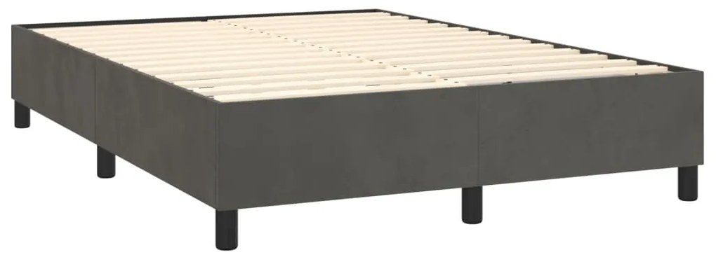 Cama com molas/colchão 140x190 cm veludo cinzento-escuro