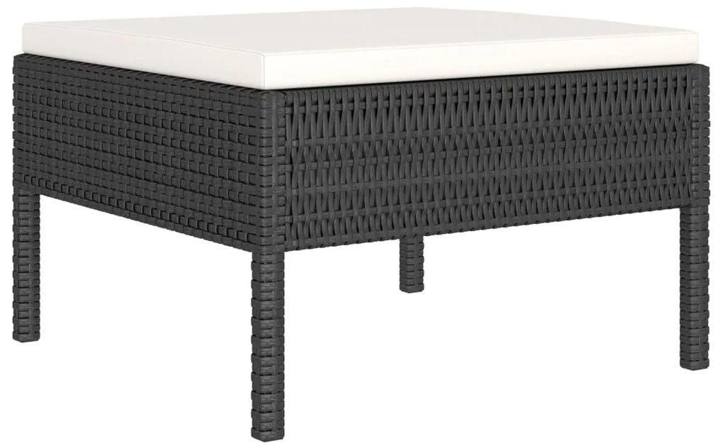 6 pcs conjunto lounge de jardim c/ almofadões vime PE preto