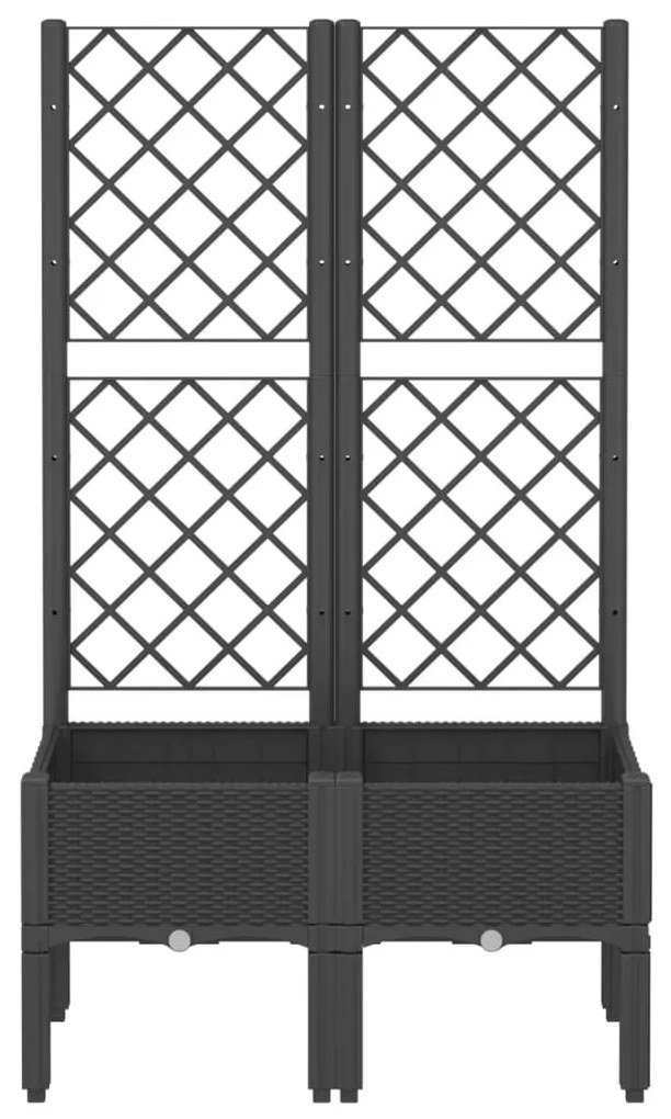 Vaso/floreira de jardim c/ treliça 80x40x142 cm PP preto