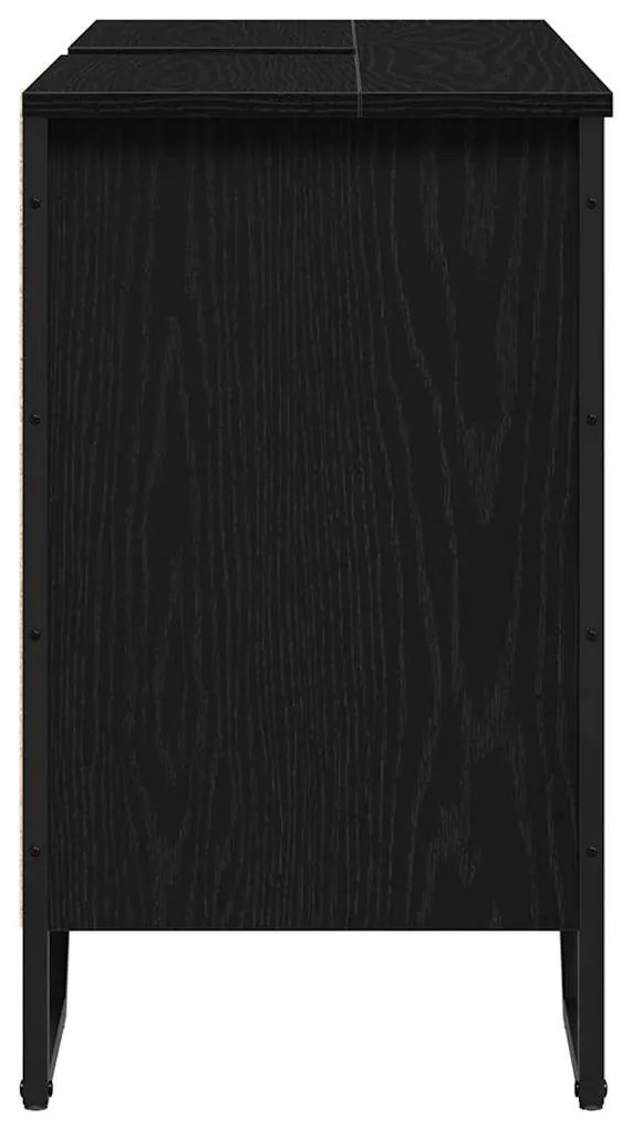 Armário de Pia Carvalho Preto 91x35x60 cm Madeira Compensada