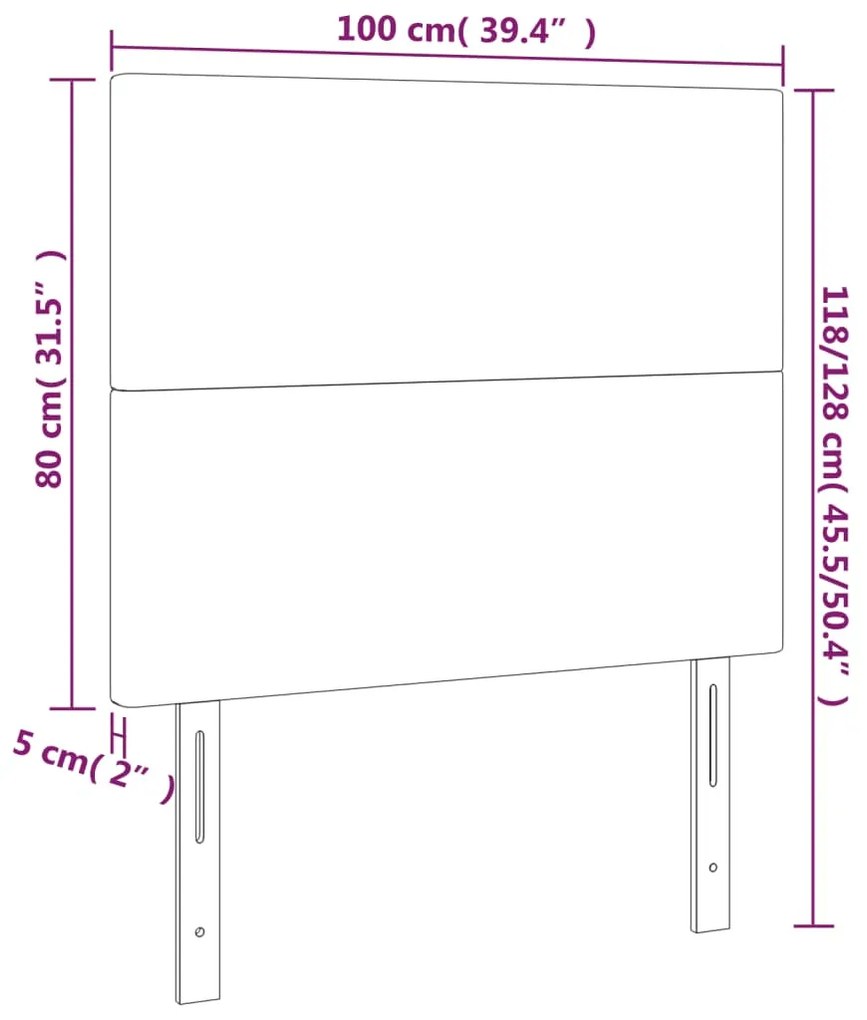 Cabeceira cama c/ LED veludo 100x5x118/128 cm preto