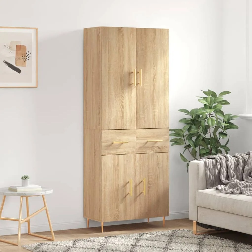 vidaXL Armário alto 69,5x34x180 cm derivados de madeira cor sonoma
