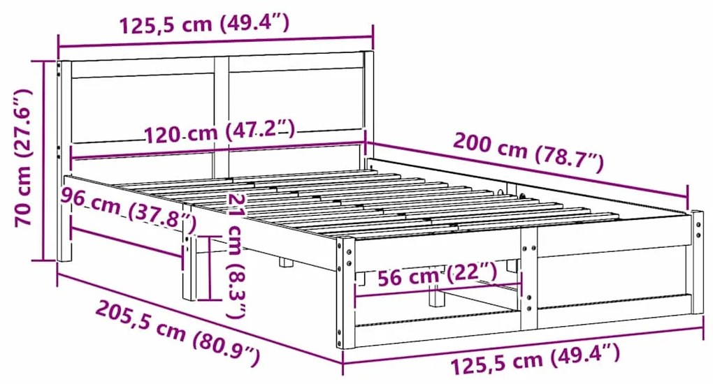 Estrutura de Cama Branca Madeira 120 x 200 cm Durável