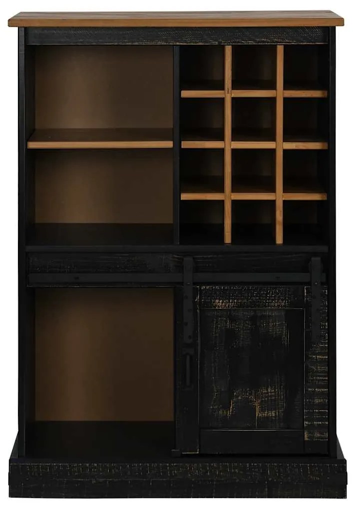 Adega HALDEN com Suporte para Vinhos e Porta Deslizante Pinho