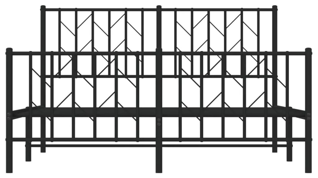 Estrutura de cama com cabeceira e pés 140x190 cm metal preto