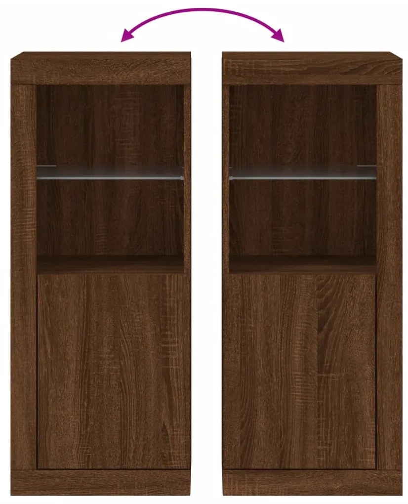 Aparador com luzes LED 41x37x100 cm carvalho castanho