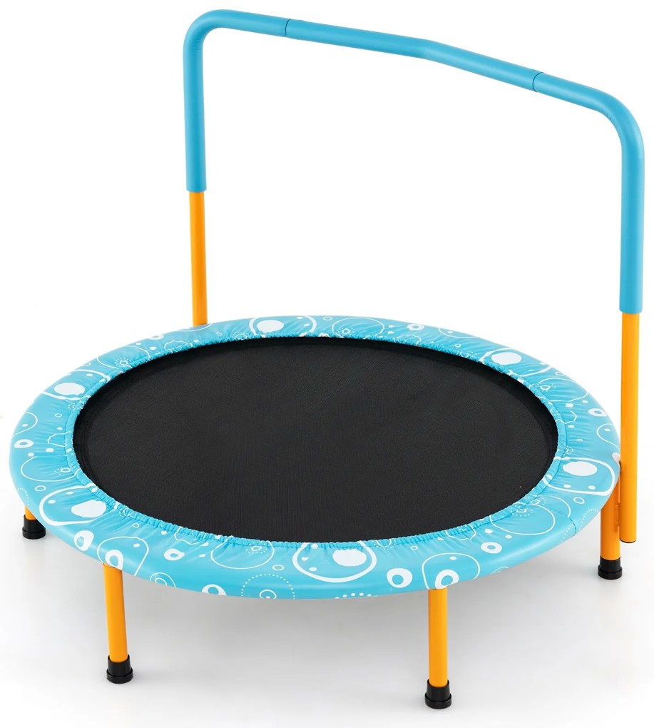 Trampolim infantil dobrável com alça para ambientes internos e externos - rosa