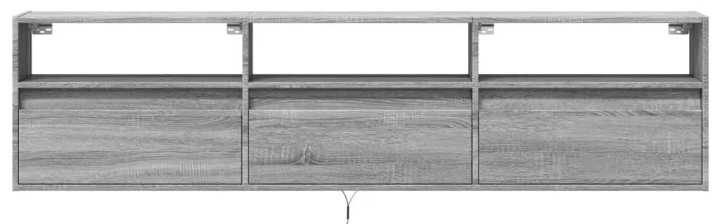 Móvel de parede p/ TV c/ luzes LED 180x31x45 cm cinzento sonoma