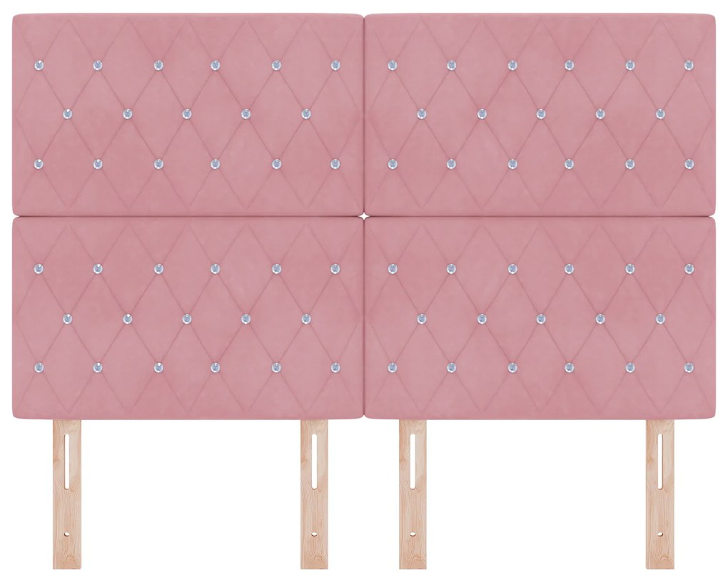 Cabeceira com Botão de Cristal Tufted Rosa 140 cm Veludo