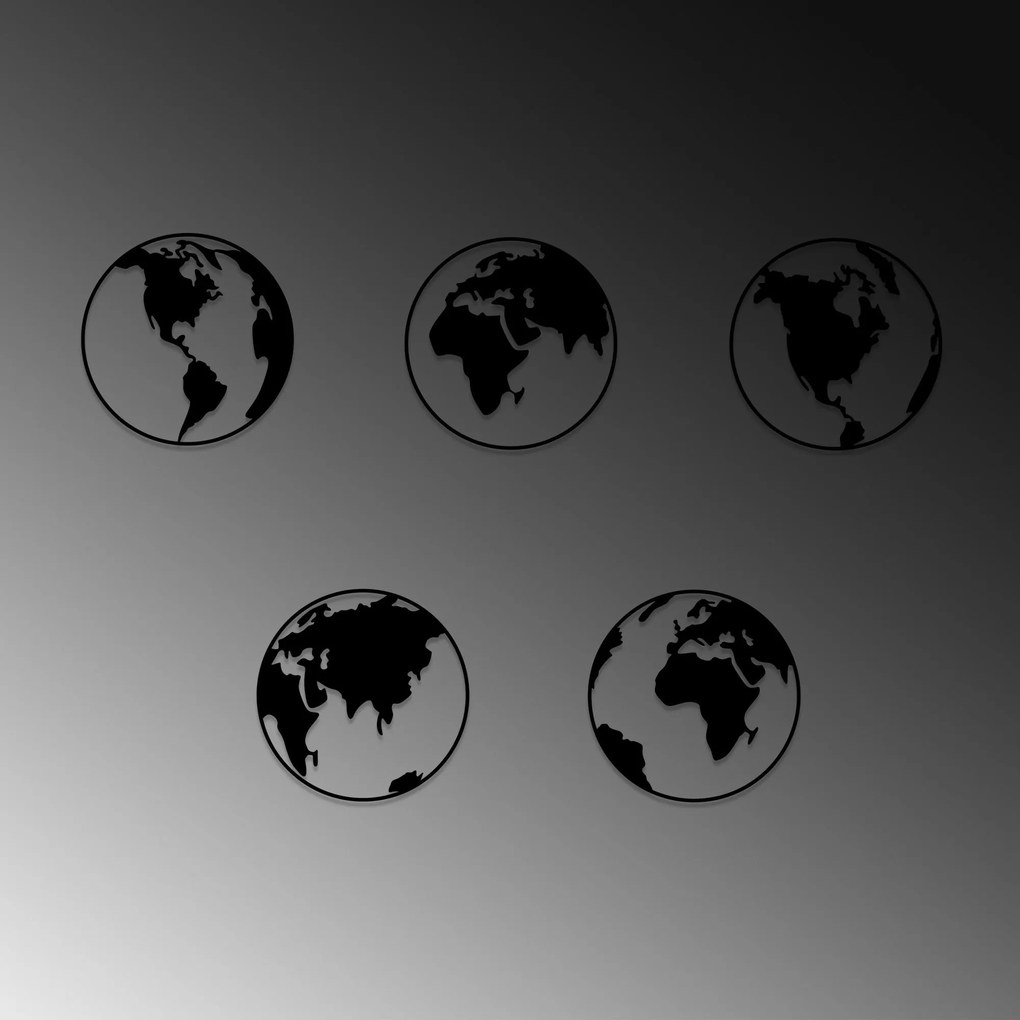 Acessório de Parede Decorativo World Map 2 – Preto – 50 x 50 cm (5 Peç