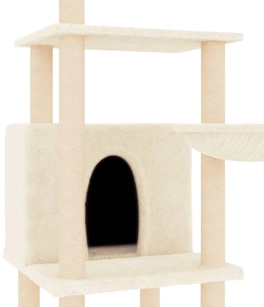 Árvore p/ gatos c/ postes arranhadores sisal 132 cm cor creme