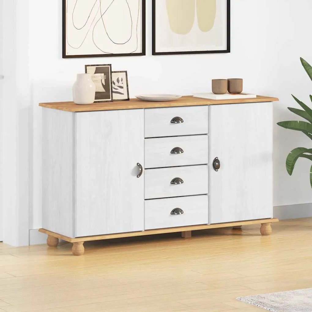 vidaXL Buffet Branco 133,5 x 40 x 79 cm Madeira de pinho maciça